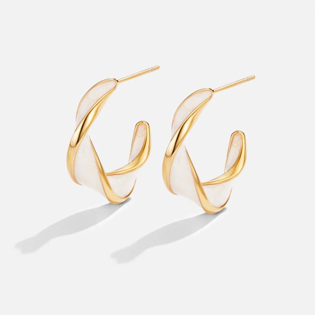 Moeder van Parel Twist Hoops Oorbellen