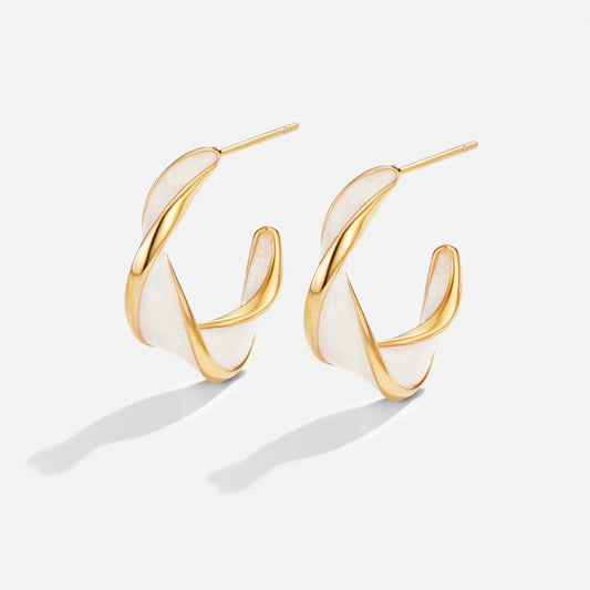 Moeder van Parel Twist Hoops Oorbellen