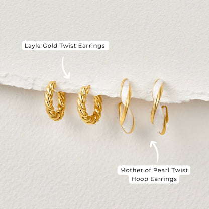 Moeder van Parel Twist Hoops Oorbellen