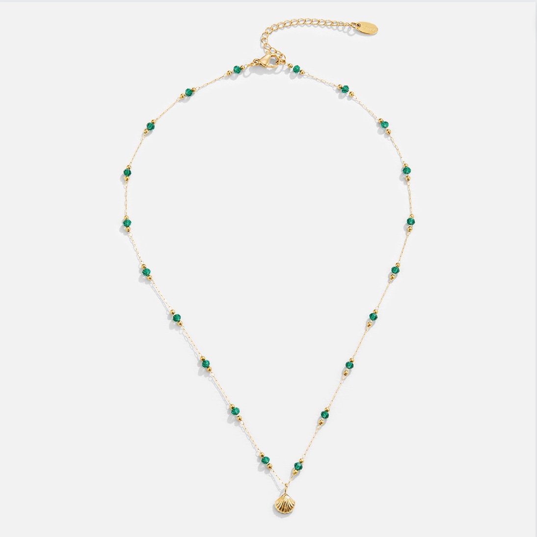 Nerissa Gouden Schelp & Groene Kralen Ketting