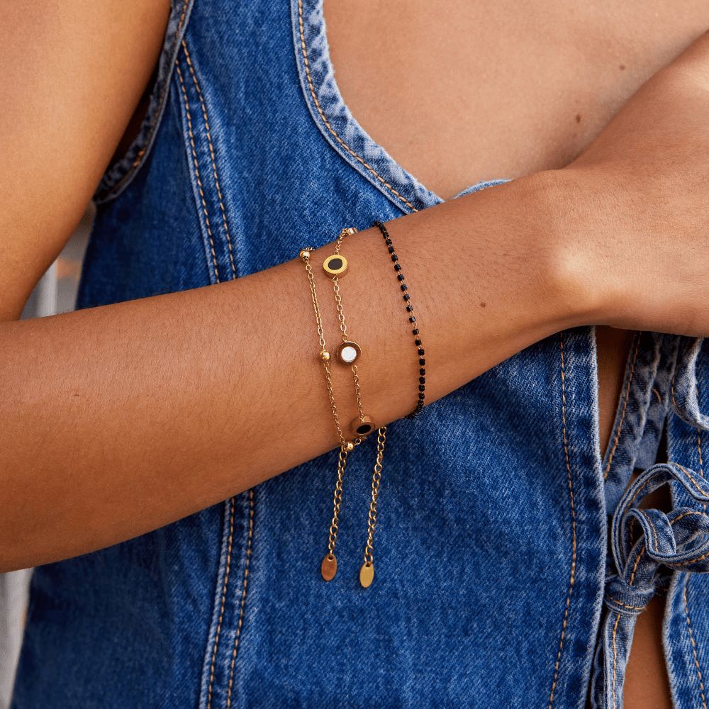 Onyx & Witte Steen Armband