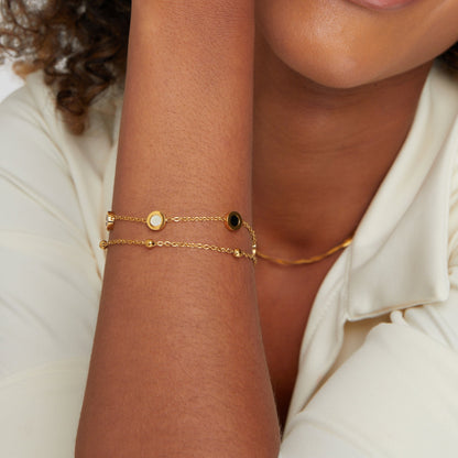 Onyx & Witte Steen Armband