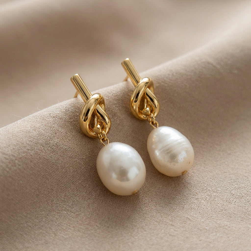 Knotted Parel Elegance Oorbellen