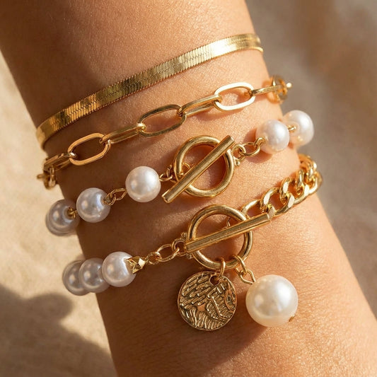 Premium Gelaagde Parel Armband Set