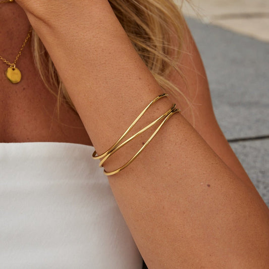 Sabrina Gouden Gelaagde Bangle