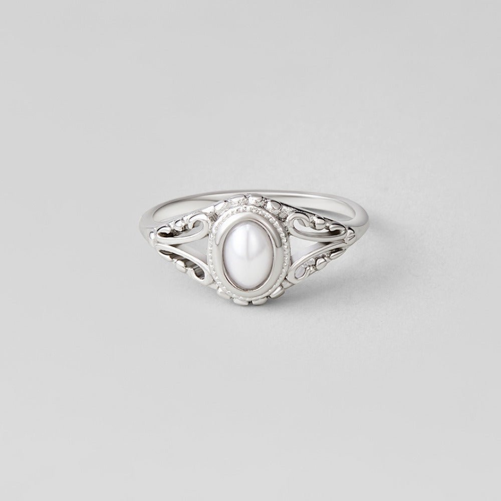Zilveren Vintage Koninklijke Parelring