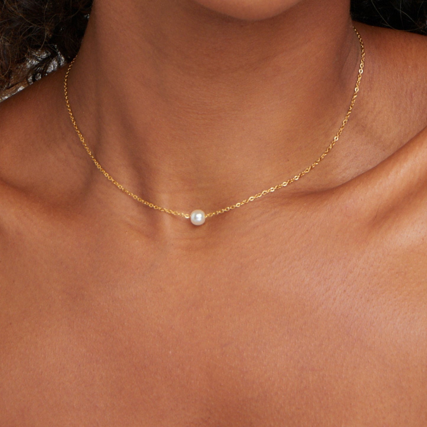 Solitaire Gouden Parel Ketting