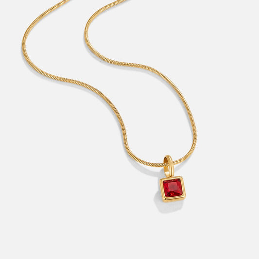 Vierkante Hanger Geboortesteen Ketting