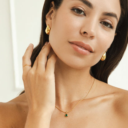 Vierkante Hanger Geboortesteen Ketting