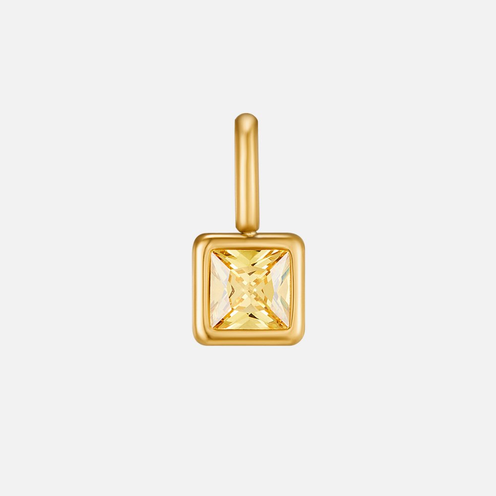 Vierkante Hanger Geboortesteen Ketting
