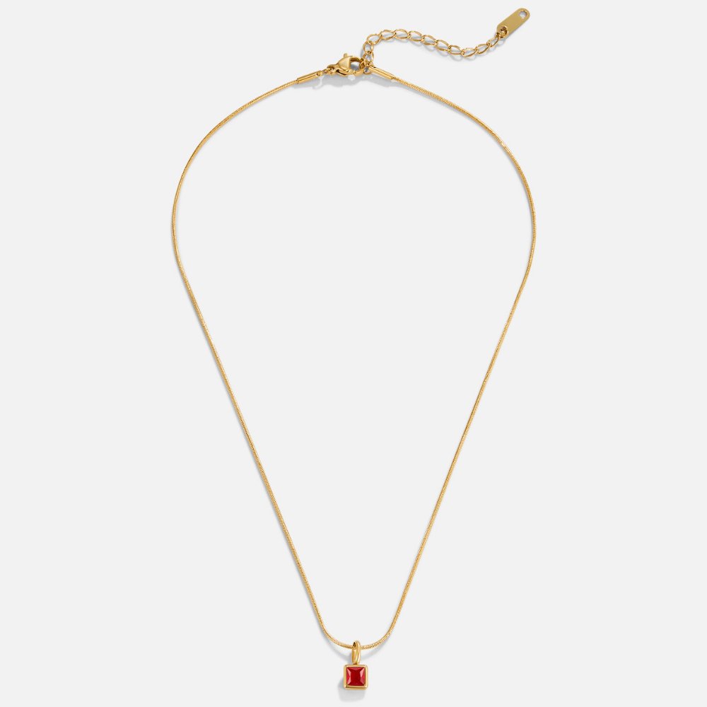 Vierkante Hanger Geboortesteen Ketting