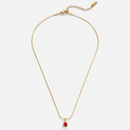 Vierkante Hanger Geboortesteen Ketting