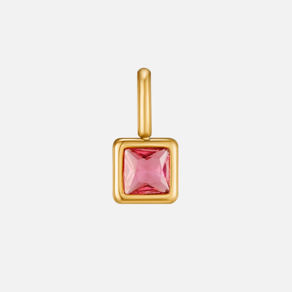 Vierkante Hanger Geboortesteen Ketting