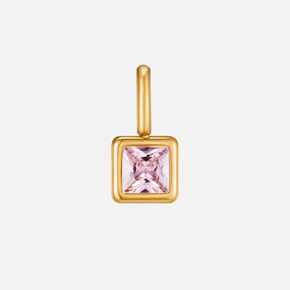 Vierkante Hanger Geboortesteen Ketting