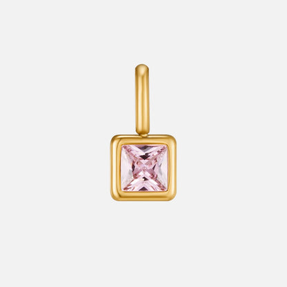 Vierkante Hanger Geboortesteen Ketting