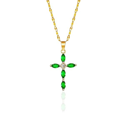 Smaragden Kruis Ketting | Goud