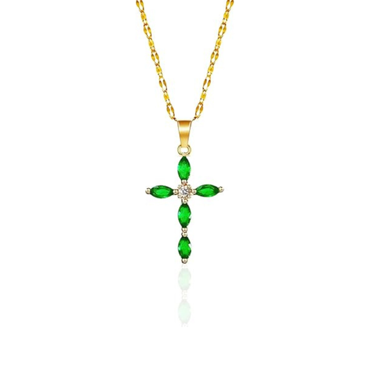 Smaragden Kruis Ketting | Goud