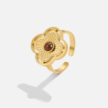 Gouden Bloemen Open Ring