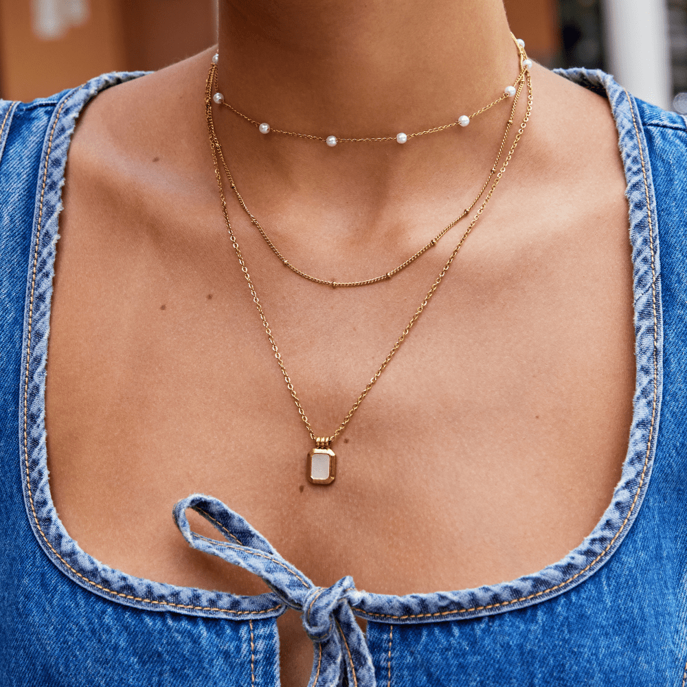 Valerie Gelaagde Witte Hanger Ketting