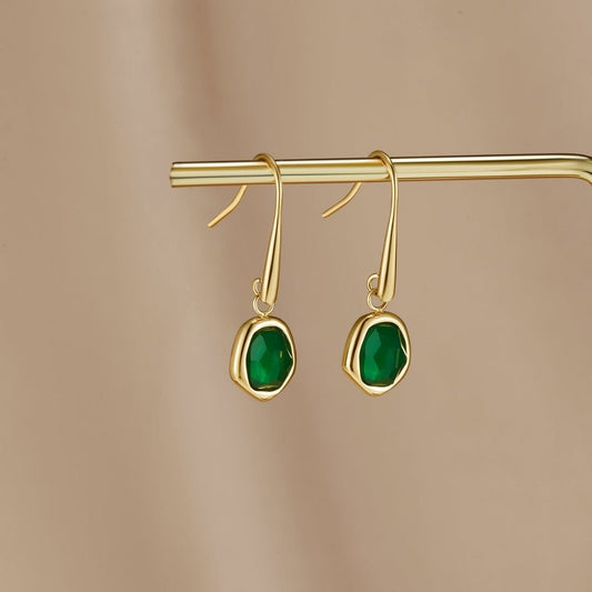 Vintage Smaragd Dangle Oorbellen