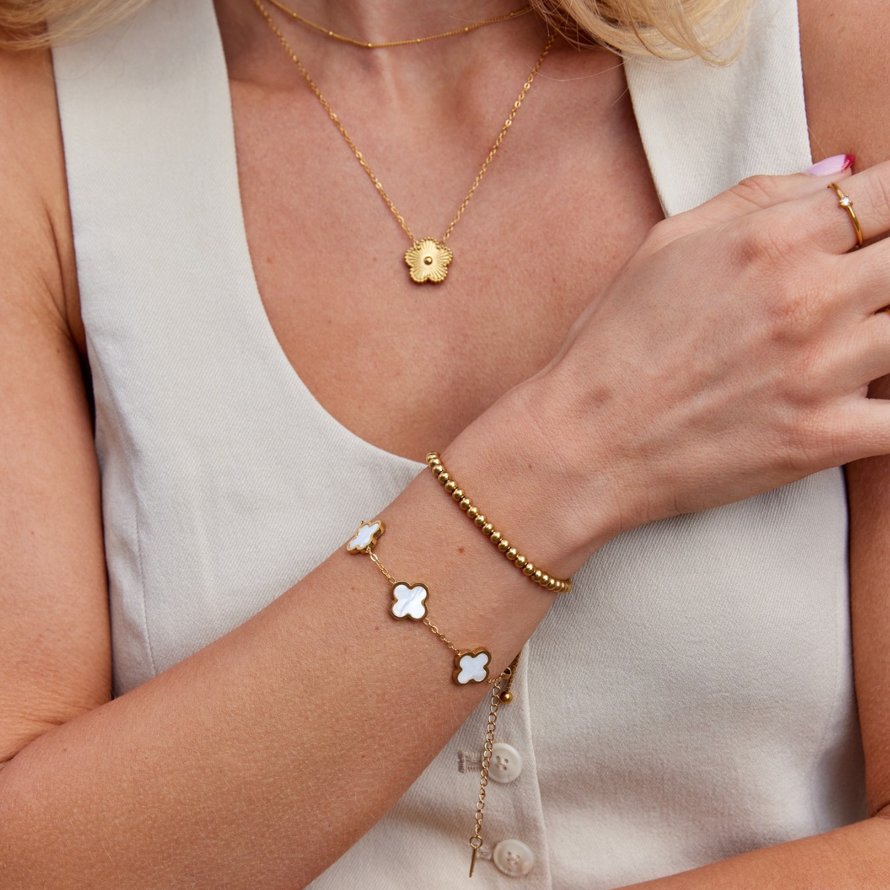 Witte Klaver Armband